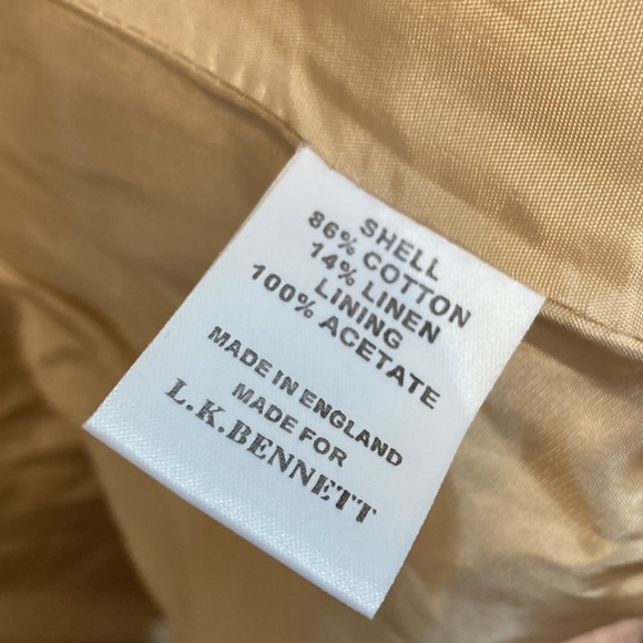 LK Bennet Linen Ruffle Blazer 10 Lightweight Party Jacket Khaki Tan - Picture 6 of 7